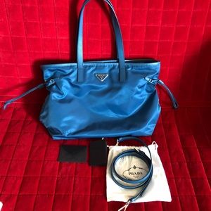 Prada Tessuto Nylon Tote with Saffiano Strap